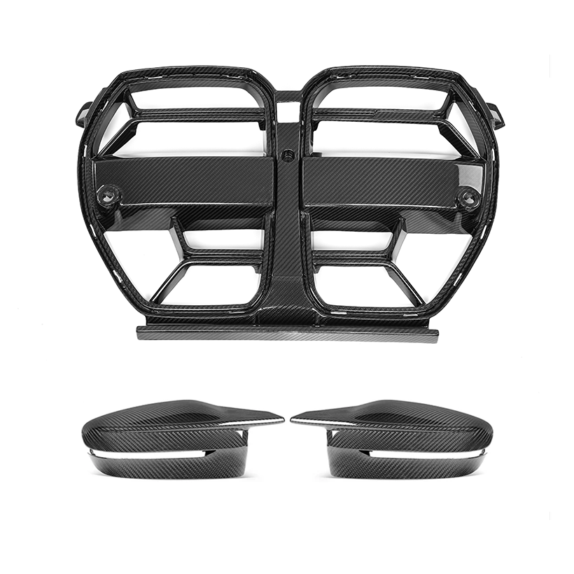 Day Carbon Fiber Front Grille & Side Vent Inserts for BMW M3 M4 – M Performance Style Upgrade Kit (2-Piece Set)