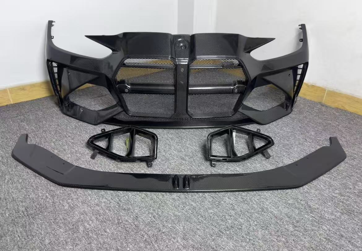 G80 G82 AD-style dry carbon fiber front bumper