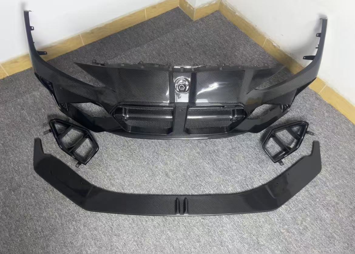 G80 G82 AD-style dry carbon fiber front bumper