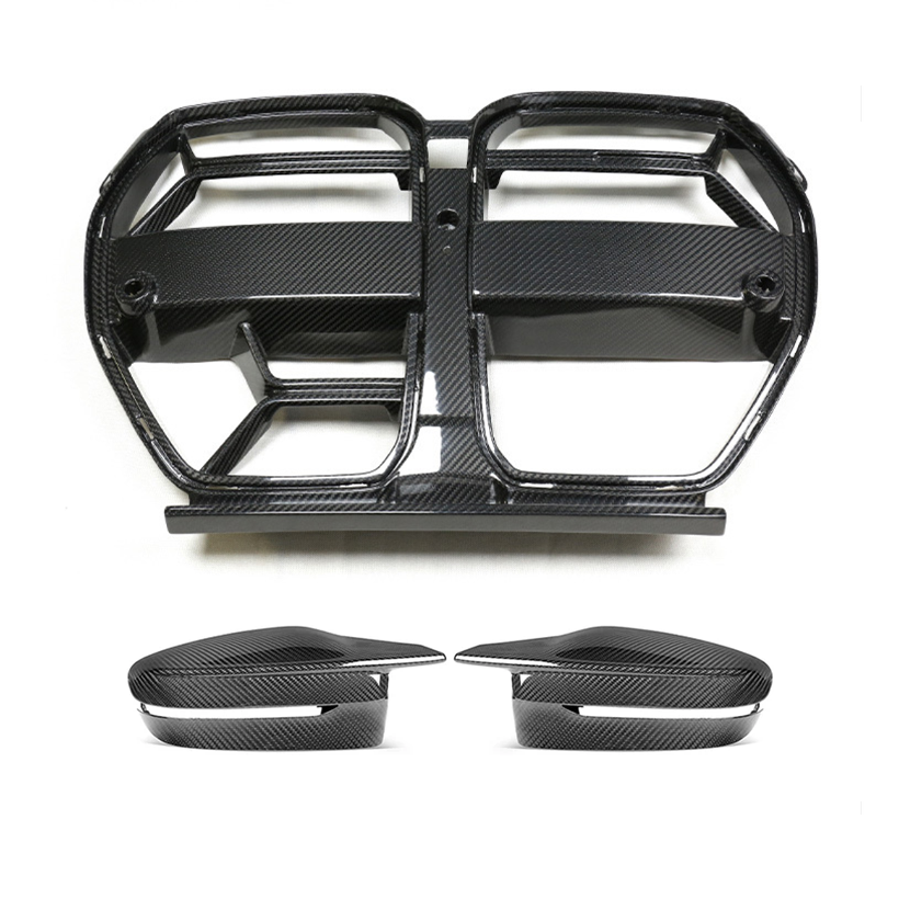 Day Carbon Fiber Front Grille & Side Vent Inserts for BMW M3 M4 – M Performance Style Upgrade Kit (2-Piece Set)