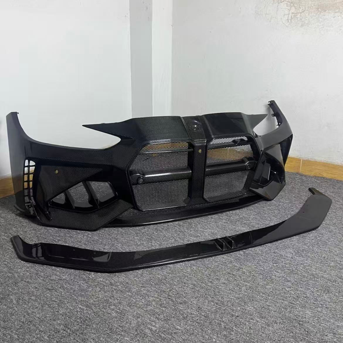 G80 G82 AD-style dry carbon fiber front bumper